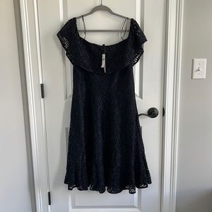 Navy lace Banana Republic dress, size 14 petite.